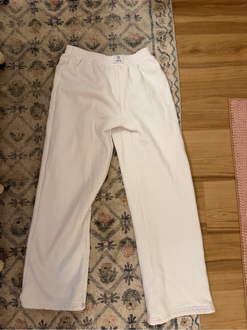 Cozy Women's White Track Pants - Stretch Waist
